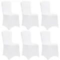 Produktbild: DETEX® Stuhlhussen 6er Set Weiß Stretch Stuhlbezug Waschbar Hochzeit Hussen für Stühle Bezug Überzug ohne Armlehne Blickdicht