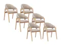 Produktbild: Vente-unique - Set mit 6 Stühlen mit Armlehnen aus Frottee- und Gummibaumholz – Taupe und Natur – Soluna – Esszimmer – skandinavisch