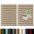 Produktbild: Blumtal Premium Frottier Gästehandtücher Set 24 teilig 100% Baumwolle - Oeko-TEX zertifiziertes Gästehandtuch 24x (30x30 cm) - saugstarkes Gästetücher Set waschbar °60 - Handtücher Beige/Taupe