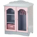 Produktbild: TEAMSONTM KIDS    Puppenmöbel Schrank für Puppenkleidung mit Türen, Stangen & Fächern, Grau/Rosa