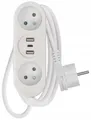 Produktbild: Verlängerungskabel weiß 2 Steckdosen + 2xUSB A + USB C 2m