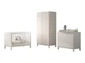Produktbild: 58 aufm Kessel Babyzimmer-Komplettset Babyzimmer Set Keely Kiefer & MDF weiß Babybett Wickelkommode Schrank
