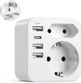 Produktbild: Adapter England Deutschland Stecker, Reiseadapter UK mit 3 USB 1 USB C(3.4A), Reisestecker Stromadapter Steckdosenadapter Typ G für England Großbritannien Irland Dubai, Malediven