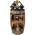 Produktbild: CREATIVE COOPER Fassbar LED mit Weinhalter - Weinregal - Holzfass Hausbar 80cm - Rustikaler deko Barschrank Weinständer – Fass, Bar Whisky, Bierfass Weinschrank (Wenge)
