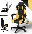 Produktbild: Juskys Gamingstuhl HyperSeat, ergonomisch, Kunstleder, höhenverstellbar – Schwarz/gelb