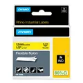 Produktbild: DYMO Rhino Industrie Nylonetiketten | flexibel | 12 mm x 3,5 m | schwarz auf gelbe | selbstklebendes Schriftband | fur DYMO Rhino und LabelManager Beschriftungsgerät
