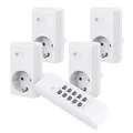 Produktbild: Perfect Funksteckdosen Set, 4x Funksteckdose, 1x Funkfernbedienung, Indoor, 220-240V - 50 Hz, 1100 Watt, 30m Reichweite, weiß