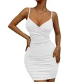 Produktbild: Damen Sexy Kleid Bodycon Ohne Ärmel Minikleid Bodycon Partykleid Tiefer V-Aus...