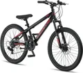 Produktbild: Licorne Bike Thunder Premium Mountainbike,Farbe:Schwarz/Rot;Größe:24 Zoll