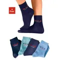 Produktbild: Basicsocken H.I.S, Mädchen, Gr. 23-26, blau (blau, marine, hellblau, dunkelblau), Baumwolle, Elasthan (LYCRA), Polyamid, unifarben, elastisch, Socken, mit kontrasfarbenem Logo