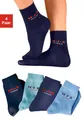 Produktbild: H.I.S Basicsocken Packung, 4 Paar tlg. mit kontrasfarbenem Logo, Gr. 23-26, blau, marine, hellblau, dunkelblau