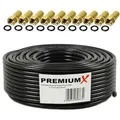 Produktbild: PremiumX 25m PROFI Koaxialkabel Schwarz 135dB 4-fach CU KUPFER Satelliten Koax-Kabel SAT Antennenkabel 10x F-Stecker