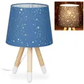 Produktbild: Relaxdays Tischlampe, Dunkelblau, Metall, Holz, Textil, 25.5x40x25.5 cm, Lampen & Leuchten, Innenbeleuchtung, Kinderzimmerlampen