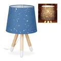 Produktbild: Relaxdays Tischlampe Kinderzimmer, Nachttischlampe für Jungen, E14, runder Stoffschirm mit Sternen, 40 cm hoch, blau