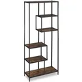 Produktbild: Relaxdays Regal MDF Stahl Dunkelbraun Schwarz Raumteiler 186 cm x 78 cm x 33 cm 17,5 kg