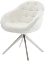 Produktbild: DELIFE Esszimmerstuhl Gaio-Flex Kreuzgestell breit Edelstahl Bouclé Soft Beige 360° drehbar Wippfunktion