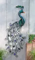Produktbild: Dekoleidenschaft Wandhänger Pfau aus Metall im Antik Look, 38x92 cm, für Drinnen und Draussen, Balkondeko, Wanddeko, Wandbild, Relief
