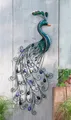 Produktbild: 3D Wanddeko Wandbild Wandhänger Pfau Metall blau Antik Look Outdoor Relief