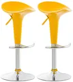 Produktbild: CLP 2er Set Barhocker Saddle Mit Drehbarem Kunsttoffsitz Und Fußablage I Höhenverstellbarer Hocker Mit Metallgestell In Chrom-Optik, Farbe:gelb