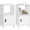 Produktbild: WOLTU 2er Set Nachttisch schmal Weiß, Nachtschrank mit 1 offenem Fach und 1 Fach mit Tür, 30x60x30 cm, modernes Nachtkästchen, als Beistelltisch