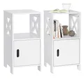 Produktbild: WOLTU 2er Set Nachttisch schmal Weiß, Nachtschrank mit 1 offenem und 1 Fach mit Tür, 30x60x30 cm, modernes Nachtkästchen, als Beistelltisch Sofatisch, für Schlafzimmer Wohnzimmer TSR166ws-2