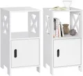 Produktbild: WOLTU 2x Nachttisch Nachtschrank Sofatisch Beistelltisch mit Tür 30x60x30cm Weiß