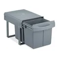 Produktbild: Relaxdays Einbaumülleimer 2-Fach, auziehbarer Küchenmülleimer für Unterschrank, 2x15 Liter, 34,6 x 34 x 51,8 cm, grau