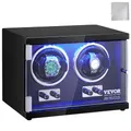 Produktbild: VEVOR Automatik-Uhrenbeweger, Watch Winder, Uhrenbeweger für Automatikuhren, Automatischer Uhrenbeweger mit Platz für 2 Uhren, LED Beleuchtung, 150–207 mm Einstellbare Riemenlänge