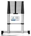 Produktbild: Premium Alu Teleskopleiter TÜV geprüft Softclose – Arbeitshöhe 4,04, belastbar bis 150 kg - platzsparend einfahrbar, mit Anti-Rutsch & breitem Standfuß