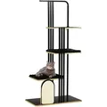 Produktbild: Pawhut Katzenbaum 170 Cm Kratzbaum Mit Kissen Kletterbaum Mit Kratzbrett, Katzenkratzbaum Mit 3 Plattformen, Katzenmöbel, Stahl, Schwarz