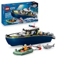 Produktbild: LEGO City Police Boat Chase Set - incl. 2 Boat Toys, 3 Minifigures & a Shark Animal Figure - Gift for 6+ Year Old Boys & Girls - 60456