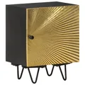 Produktbild: Nachtkonsole Nachttisch Nachtschrank Messingfront 40x30x50 Cm Massivholz Mango