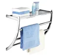 Produktbild: WENKO Badregal Handtuchhalter PASCARA + Badablage, 2 in 1, Chromstahl, WENKO