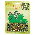 Produktbild: Hama Perlen 4211 Set Drache mit ca. 1.100 bunten Midi Bügelperlen mit Durchmesser 5 mm, Stiftplatte, inkl. Bügelpapier, kreativer Bastelspaß für Groß und Klein, Bunt