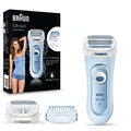 Produktbild: Braun Silk-épil Lady Shaver, Damenrasierer Elektrisch, 3-in-1 Elektrischer Rasierer, Trimmer- und Peeling-System mit 2 Extras, Wet&Dry, LS5160, Blau