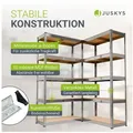Produktbild: Juskys Schwerlastregal Basic, 2-tlg., Regalsystem mit 10 Einlegeböden, je 175 kg Traglast, Abstände wählbar silberfarben 90 cm x 180 cm x 40 cm