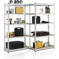 Produktbild: Juskys Lagerregal Basic 2er Set 180x90x40 Cm - 2 Schwerlastregale Mit 10 Böden - Max. 1750 Kg - Metall Verzinkt - Regale Kellerregal Metallregal - Silber