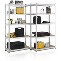 Produktbild: Juskys Lagerregal Basic 2er Set 180x90x40 Cm - 2 Schwerlastregale Mit 10 Böden - Max. 1750 Kg - Metall Verzinkt - Regale Kellerregal Metallregal - Silber