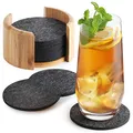 Produktbild: Sidorenko Untersetzer Gläser Filz 10 Stück mit Bambusbox - Filzuntersetzer in grau – Glasuntersetzer für Getränke – Tischuntersetzer Set mit Halter – Getränkeuntersetzer – Coasters for Glasses