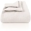 Produktbild: Laynenburg Tagesdecke Musselin aus 100% Baumwolle – Baumwolldecke, Kuscheldecke, Wohndecke als Sommerdecke, Bett-Überwurf, Couch-Überwurf, Sofa-Decke beige 180 cm x 220 cm