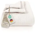Produktbild: LAYNENBURG Premium Musselin Tagesdecke 180x220 cm - 100% Baumwolle - extraweiche Baumwolldecke als Kuscheldecke, Bett-Überwurf, Sofa-Überwurf, Couch-Überwurf - warme Sofa-Decke (Creme)