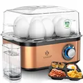 Produktbild: KESSER® Eierkocher für 1 bis 8 Eier elektrisch aus Edelstahl 500W & Warmhaltefunktion | LED-Drehschalter drei Härtegrade | BPA-Frei & Spülmaschinenfest | Messbecher, Eierhalter & Omlettschale Kupfer