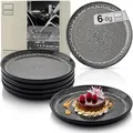 Produktbild: Sänger Sydney | Dessertteller 6 teilig, Steingut Teller Set 6 Personen, Kuchenteller kleine Teller spülmaschinenfest mikrowellenfest multifunktional, Steingut Geschirr dunkel grau | VALUE COLLECTION