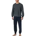 Produktbild: Schiesser Comfort Essentials Long Pyjamas Weiß/Marine Baumwolle X-Large Herren