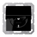 Produktbild: Jung A1520KIKLSW Schutzkontakt-Steckdose, 16 A 250 V ~, SAFETY+, Klappdeckel, Duroplast, Serie A, schwarz