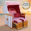Produktbild: Strandkorb NORDERNEY DELUXE weiß/rot gestreift