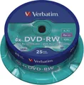 Produktbild: Verbatim® DVD-RW, Spindel, wiederbeschreibbar, 4,7 GB, 120 min, 4 x (25 Stück), Sie erhalten 1 Packung á 25 Stück