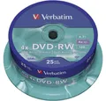Produktbild: Verbatim DVD-Rohling DVD-RW 4.7 GB 4x 25er Spindel 43639, Wiederbeschreibbar