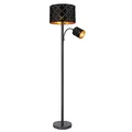 Produktbild: GLOBO LED Stehlampe mit Leselampe Wohnzimmer Stehleuchte Leseleuchte Deckenfluter Schwarz Gold, Leselampe flexibel Dekorstanzungen, 1x E27 1x E14 LED, DxH 35 x 162 cm