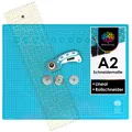 Produktbild: Schneidematte A2 blau + Rollschneider + Lineal - Schneidunterlage selbstheilend